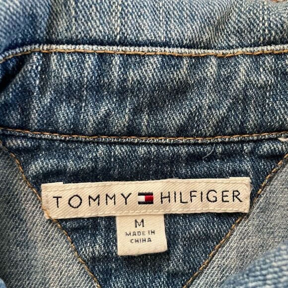 Vintage 90s TOMMY HILFIGER Jean Jacket Size Medium - Picture 11 of 13